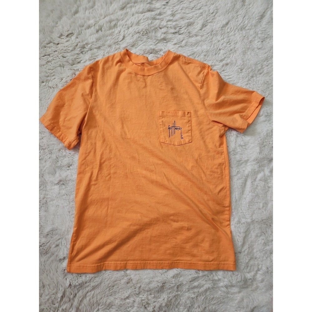 Guy Harvey Orange Tuna Offshore Fishing Pocket Graphic T-Shirt Men's Size M - Picture 8 of 12